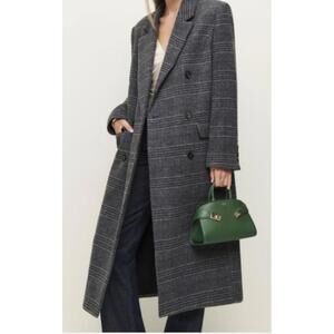Reformation Lucas Coat in Charcoal Plaid - XS